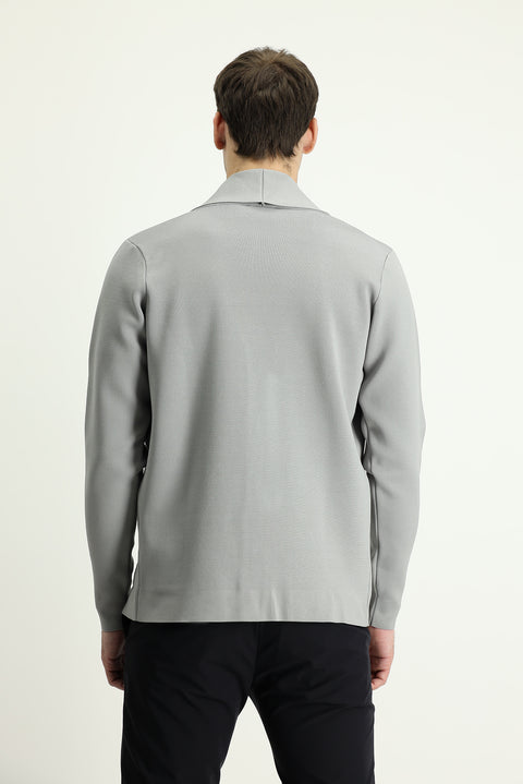 Orta Gri Slim Fit Dar Kesim Triko Hırka