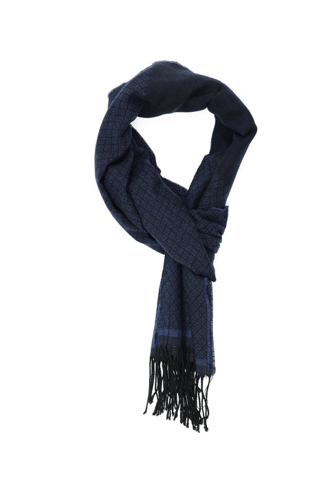 Medium Navy Patterned Scarf