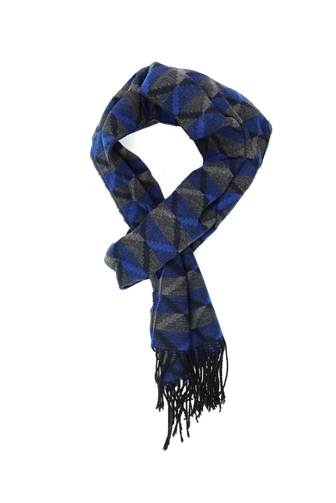 Navy Blue Patterned Scarf