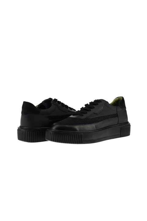 Black Leather Sneaker Shoes