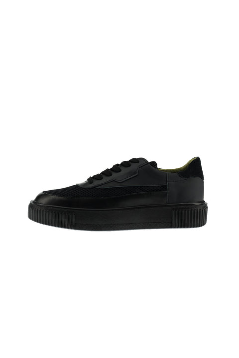 Black Leather Sneaker Shoes