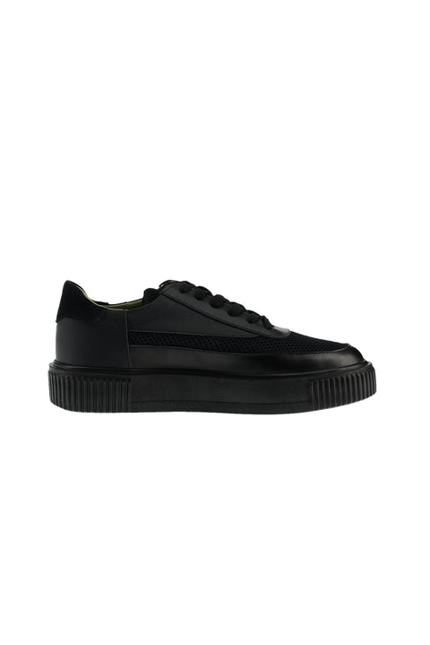 Black Leather Sneaker Shoes