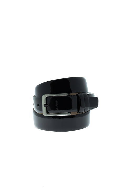 Black Classic Leather Patent Belt