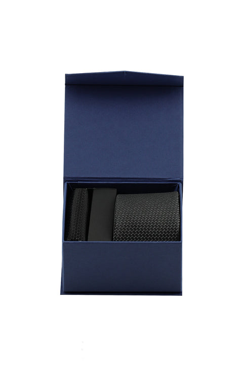 Siyah 2'li Kravat & Mendil Seti