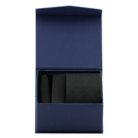 Siyah 2'li Kravat & Mendil Seti