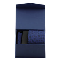 Orta Lacivert 2'li Kravat & Mendil Seti