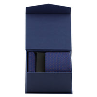 Orta Lacivert 2'li Kravat & Mendil Seti