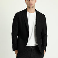 Siyah Regular Fit Desenli Spor Ceket