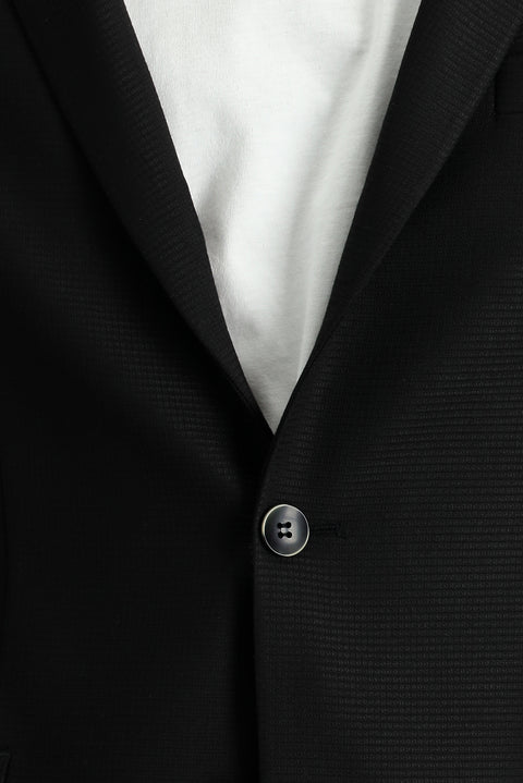 Siyah 7 Drop Slim Fit Dar Kesim Desenli Spor Ceket