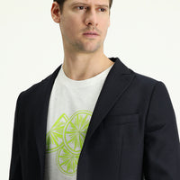 Koyu Lacivert Slim Fit Dar Kesim Desenli Spor Ceket