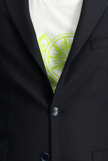 Koyu Lacivert Regular Fit Desenli Spor Ceket