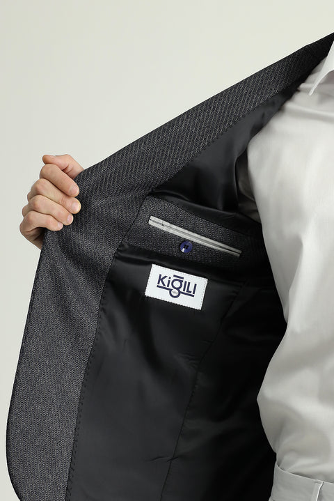 Koyu Kahve 7 Drop Slim Fit Dar Kesim Yünlü Klasik Desenli Ceket