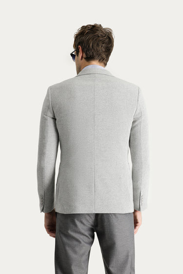Açık Gri Super Slim Fit Ekstra Dar Kesim Yünlü Desenli Spor Ceket