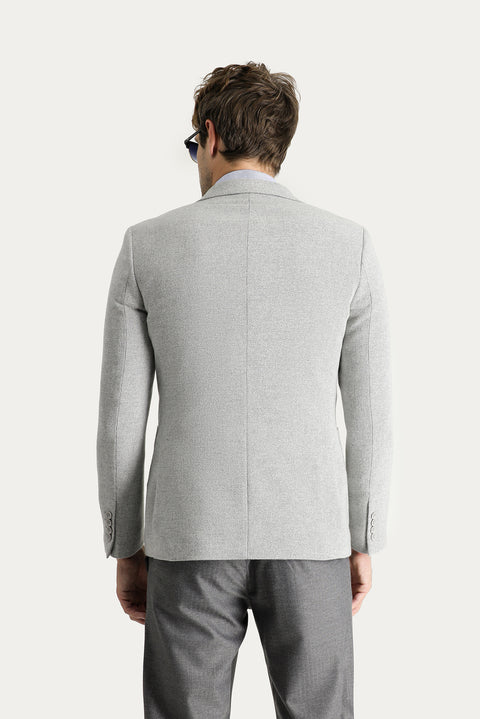 Açık Gri 7 Drop Super Slim Fit Eksra Dar Kesim Yünlü Desenli Spor Ceket
