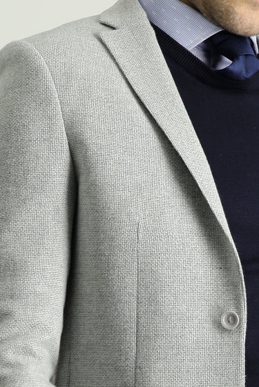 Açık Gri Super Slim Fit Ekstra Dar Kesim Yünlü Desenli Spor Ceket