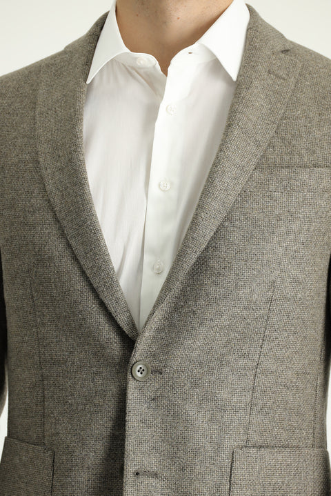 Orta Kahve 7 Drop Super Slim Fit Eksra Dar Kesim Yünlü Desenli Spor Ceket