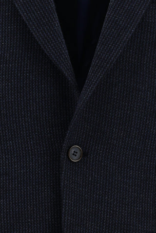  Orta Lacivert 4 Drop Relaxed Fit Rahat Kesim Yünlü Desenli Klasik Ceket