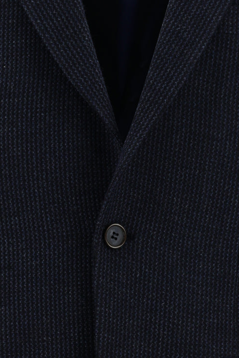 Medium Navy 6 Drop Regular Fit Classic Jacket with Wool Pattern