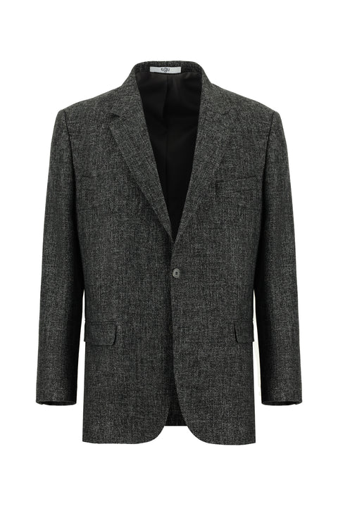 Orta Antrasit 7 Drop Slim Fit Dar Kesim Yünlü Klasik Ceket