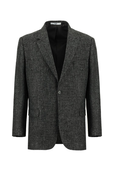 Orta Antrasit Slim Fit Dar Kesim Yünlü Klasik Ceket