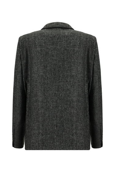Orta Antrasit Slim Fit Dar Kesim Yünlü Klasik Ceket