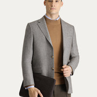 Koyu Vizon Relaxed Fit Rahat Kesim Yünlü Klasik Ceket