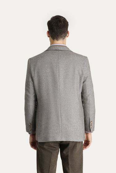 Koyu Vizon Slim Fit Dar Kesim Yünlü Klasik Ceket