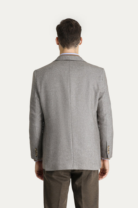 Koyu Vizon 7 Drop Slim Fit Dar Kesim Yünlü Klasik Ceket