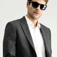 Koyu Antrasit Slim Fit Dar Kesim Desenli Ceket