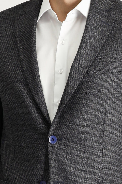 Koyu Antrasit 7 Drop Slim Fit Dar Kesim Desenli Ceket