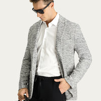 Orta Gri Regular Fit Desenli Spor Örme Ceket