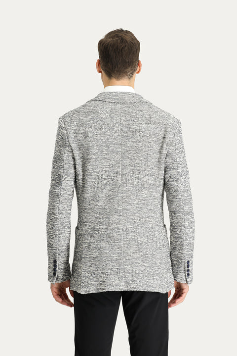 Orta Gri 6 Drop Regular Fit Standart Kesim Desenli Spor Örme Pamuklu Ceket