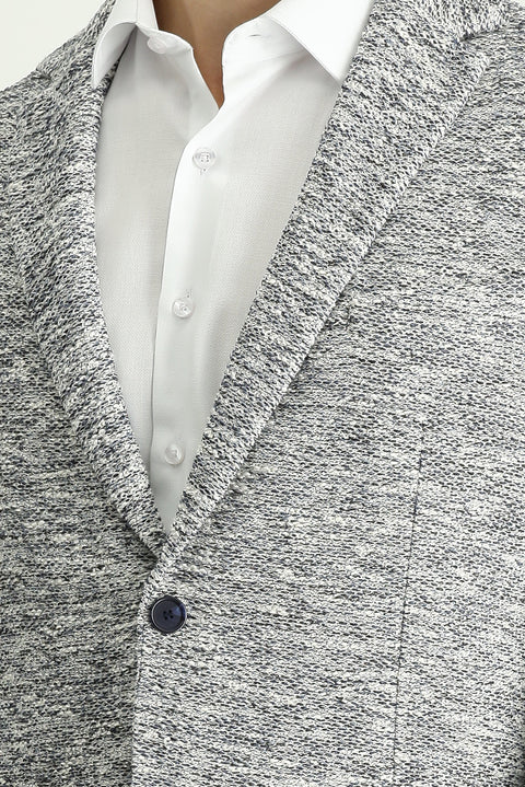 Orta Gri 6 Drop Regular Fit Standart Kesim Desenli Spor Örme Pamuklu Ceket