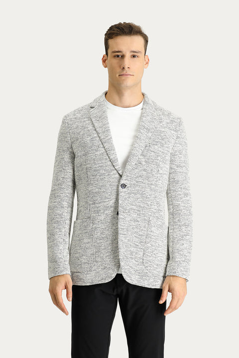 Açık Gri 6 Drop Regular Fit Standart Kesim Desenli Spor Örme Pamuklu Ceket