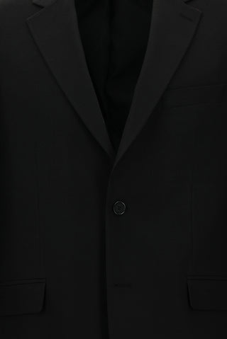  Siyah 4 Drop Relaxed Fit Rahat Kesim Yünlü Klasik Desenli Ceket