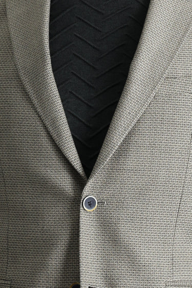 Açık Vizon Slim Fit Dar Kesim Yünlü Klasik Desenli Ceket