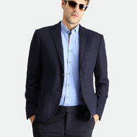 Koyu Lacivert Slim Fit Dar Kesim Yünlü Spor Örme Ceket