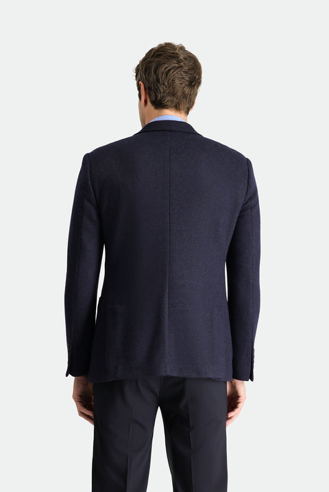 Koyu Lacivert 7 Drop Slim Fit Dar Kesim Yünlü Spor Örme Ceket