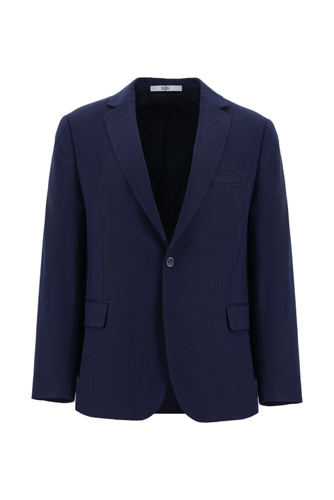 Koyu Lacivert 4 Drop Relaxed Fit Rahat Kesim Klasik Desenli Pamuklu Ceket