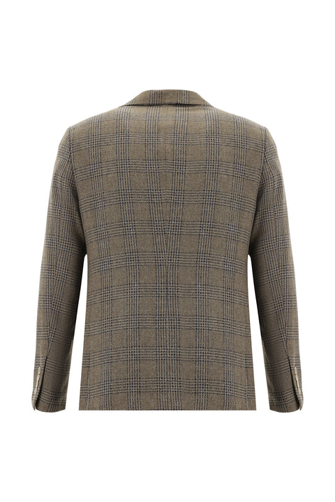 Koyu Vizon 6 Drop Regular Fit Standart Kesim Yünlü Ekose Ceket