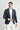 Orta Lacivert Slim Fit Dar Kesim Ekose Ceket