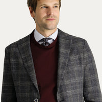 Koyu Lacivert Regular Fit Ekose Ceket
