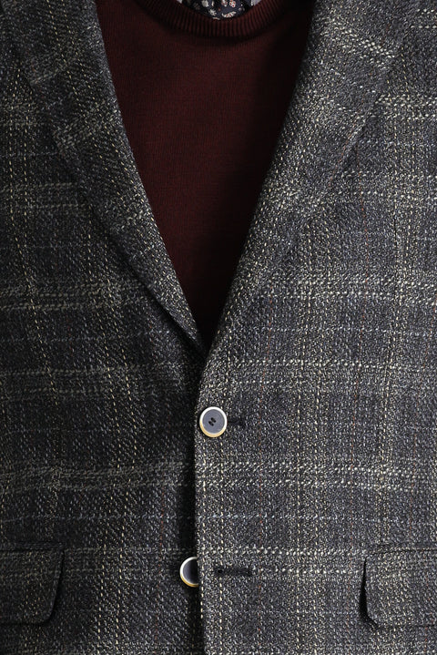 Koyu Lacivert 6 Drop Regular Fit Standart Kesim Ekose Ceket