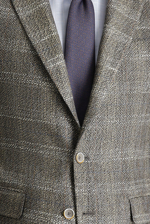 Açık Kahve  6 Drop Regular Fit Standart Kesim Ekose Ceket