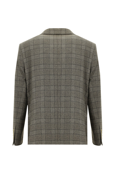 Koyu Kahve 4 Drop Relaxed Fit Rahat Kesim Ekose Spor Ceket