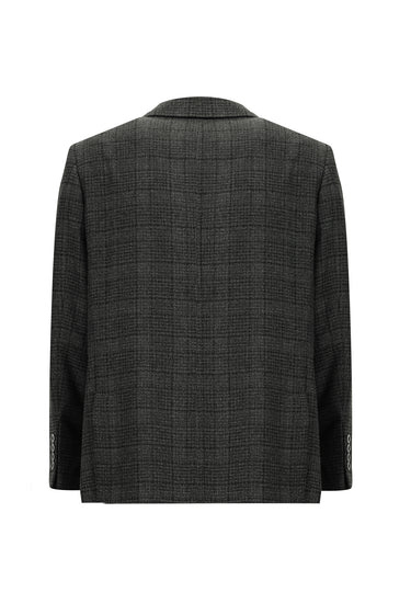 Koyu Antrasit Relaxed Fit Rahat Kesim Ekose Spor Ceket