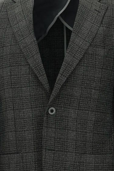 Koyu Antrasit Relaxed Fit Rahat Kesim Ekose Spor Ceket