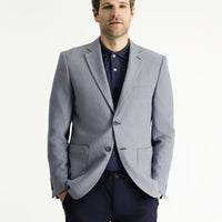 Orta Lacivert Slim Fit Dar Kesim Desenli Gofre Ceket