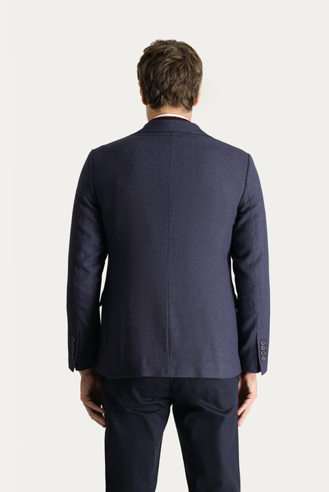 Açık Lacivert 6 Drop Regular Fit Standart Kesim Yünlü Desenli Klasik Ceket
