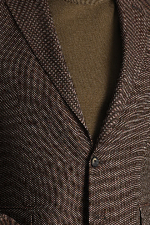 Koyu Kahve 6 Drop Regular Fit Standart Kesim Yünlü Desenli Klasik Ceket
